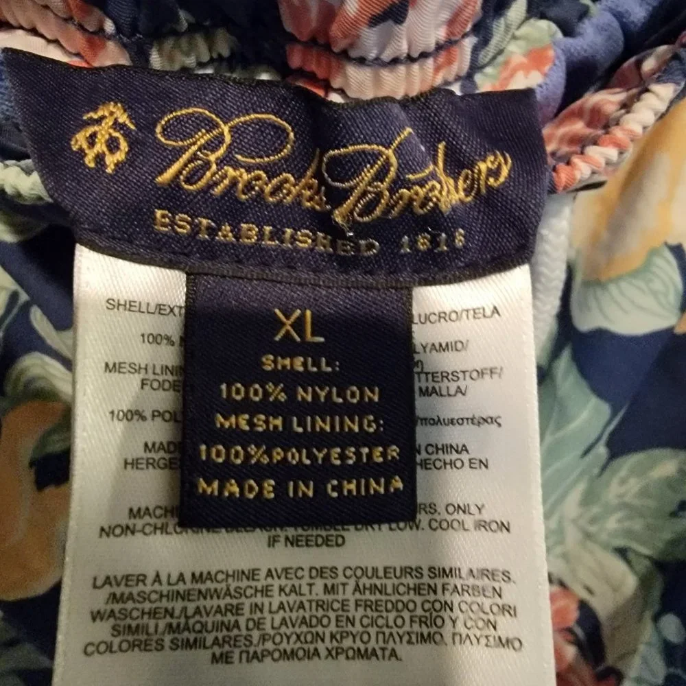 Brooks Brothers Swim Trunks Mens XL Navy Floral Hawaiian Board Shorts Beach